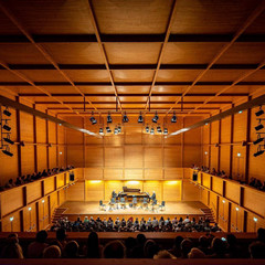 © Andreas Hafenscher Moderner Konzertsaal des Lisztzentrums Raiding mit Holzverkleidung und Publikum